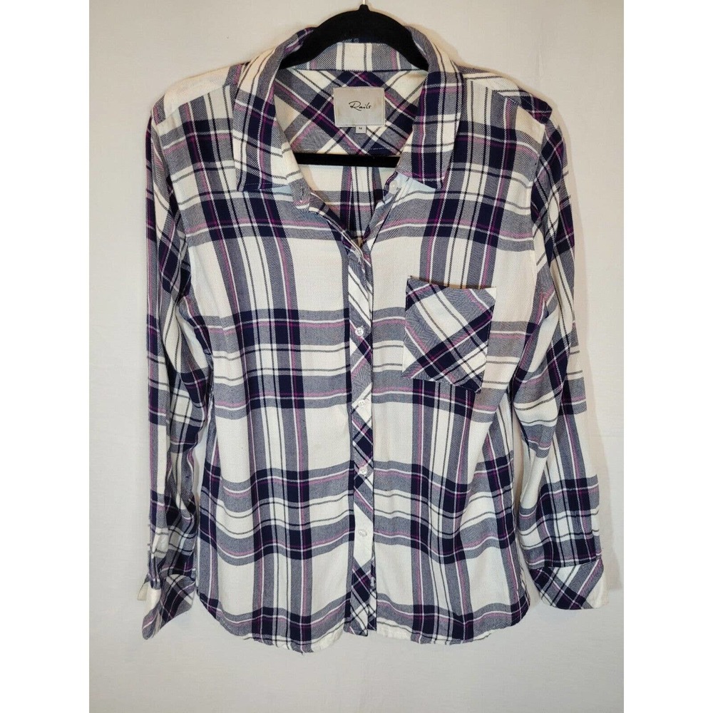 Rails Hunter White Orchid Flannel Plaid Shirt Size Medium